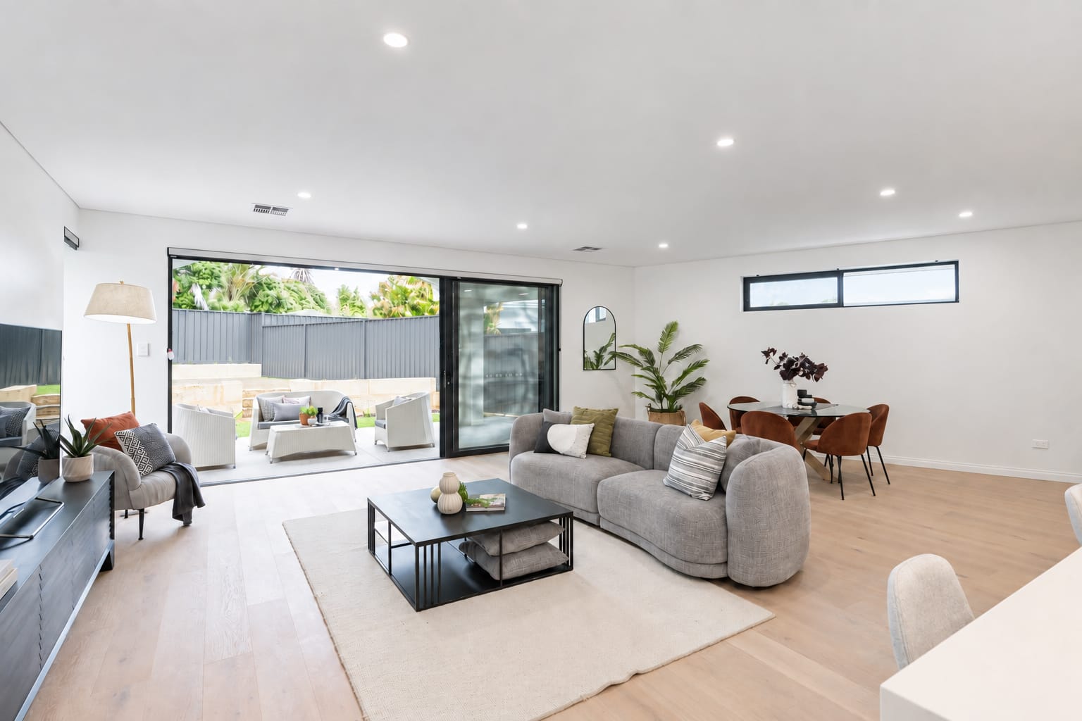 Open-plan living area opening to the garden